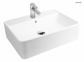 Oltens Duve umywalka 58x45 cm nablatowa prostokątna z powłoką SmartClean biała 41812000