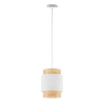 Rattanowa lampa z eleganckim abażurem BOHO WHITE 6528