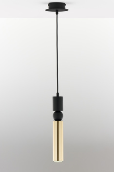 ALAS nowoczesny żyrandol 1-punktowy czarny mosiądz  kulka cz 2006