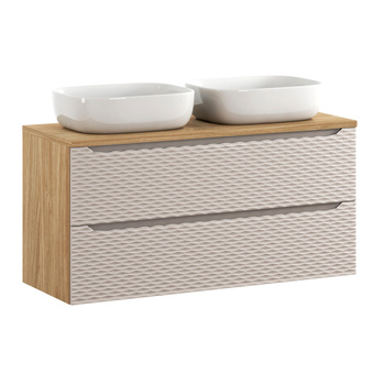 Zestaw mebli łazienkowych Ocean Beige 120cm z blatem i 2 umywalkami nablatowymi Smile – set-ocb b 120cm s un smile 50