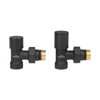 KOMPLET ZAWORÓW GRZEJN. - ZASILANIE+ POWRÓT KĄT. CZARNY