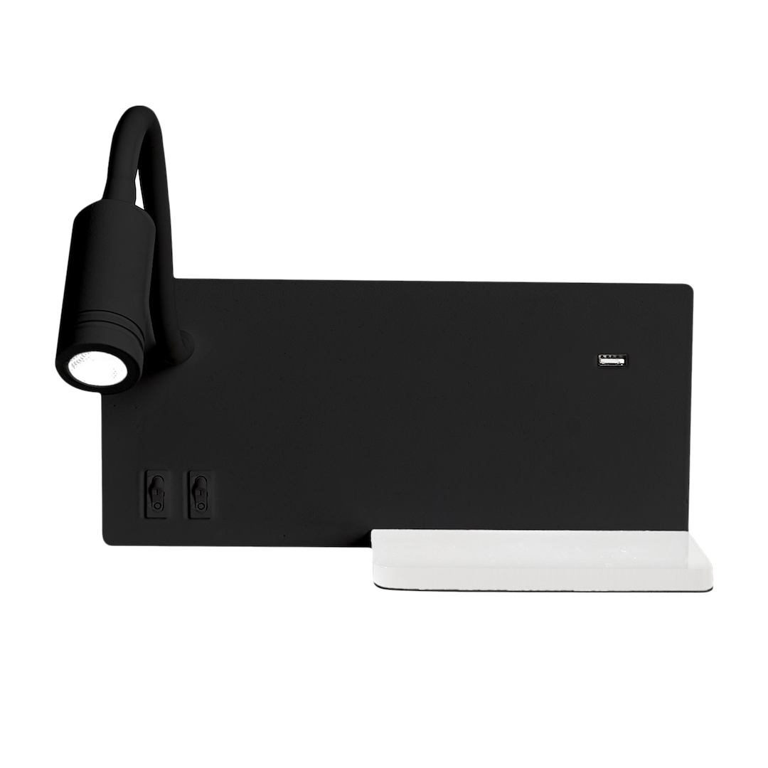 Lampa nocna z pk SHELF BLACK LED 4W+5W+2W