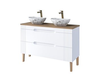 Zestaw mebli łazienkowych Fiji White 120cm z umywalkami nablatowymi – SET-FW B 120CM UN.PATI-MW3