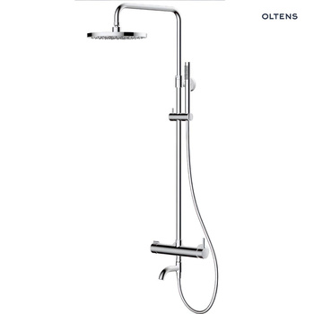 Oltens Molle Numa zestaw wannowo-prysznicowy ścienny z deszczownicą nikiel 36506910