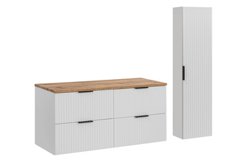 Zestaw mebli łazienkowych Adel White 120cm z blatem i Szafką wysoką – SET-ADW B WOTAN 120CM HC