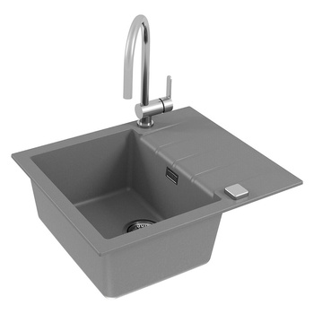 Zlewozmywak CADIT 10 szary 59 x 50 cm + syfon POP-UP 3 1/2 1132020