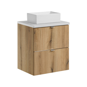 Zestaw mebli łazienkowych Nova Oak 50cm z blatem i umywalką nablatową Gaja – set-noa b white 50cm s un gaja 35 sw