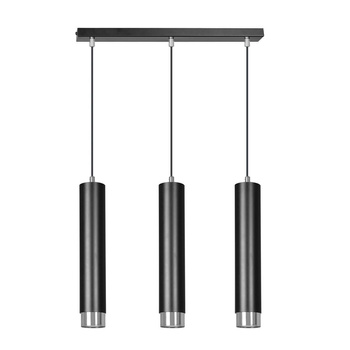 SPOT potrójna czarna lampa wisząca na listwie tuby 30W 643/3 KIBO 3