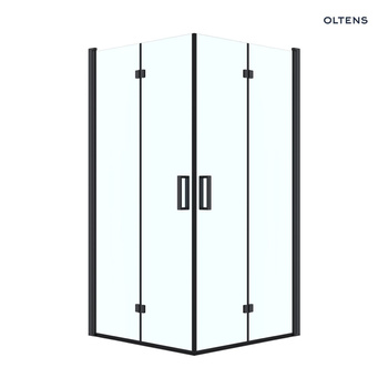Oltens Byske kabina prysznicowa 90x90 cm kwadratowa czarny mat/szkło przezroczyste 20002300