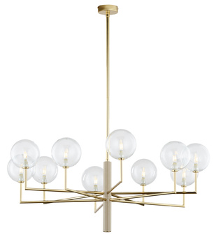 FEME nowoczesny żyrandol 10-punktowy złoty klosz transparent 1976