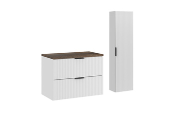 Zestaw mebli łazienkowych Adel White 80cm z blatem i Szafką wysoką – set-adw b vintage 80cm hc