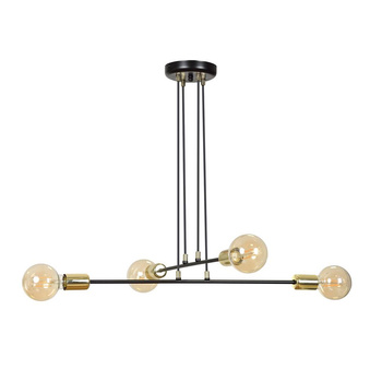 Lampa wisząca na cztery żarówki 60W E27 70cm czarny/złoty 785/4 VESIO 4