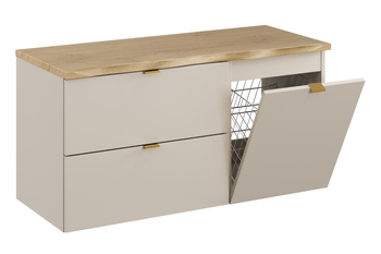 Zestaw meblowy 100cm z blatem i szafką z koszem na pranie SET-DC B NAT CREMONA 100CM LB