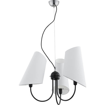 Czarny żyrandol z białymi abażurami Arleta 3xE27
