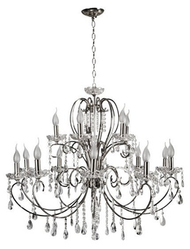 Duży chromowy żyrandol z kryształkami 88cm  15x40W Aurora Candellux
