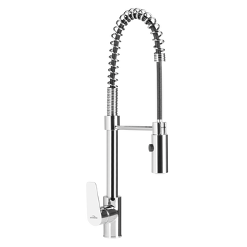 BATERIA ZLEW. STOJĄCA Z DWUFUNKCYJNĄ WYLEWKĄ DOKOS , CHROM