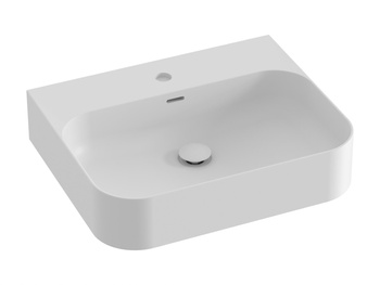 Prostokątna umywalka ceramiczna nablatowa Ravak Ceramic R Slim 55 cm Wall N biały mat XJX0E155006