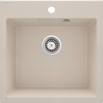 Kwadratowy zlew do kuchni granitowy 1-komorowy 50x50cm beżowy EVORA ZQJ_5103