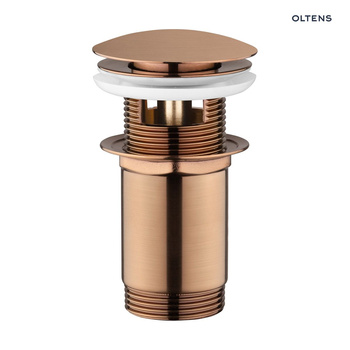 Oltens Halsa korek do umywalki klik klak okrągły z przelewem G1 1/4  miedź szczotkowana 05101610