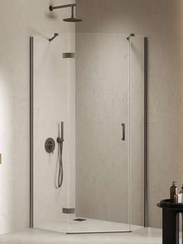 Kabina prysznicowa 100x80x200 Gunmetal 6 mm – NESTA GUNMETAL BRUSHED K-4793 z powłoką Active Shield 2.0 | Szczotkowanie