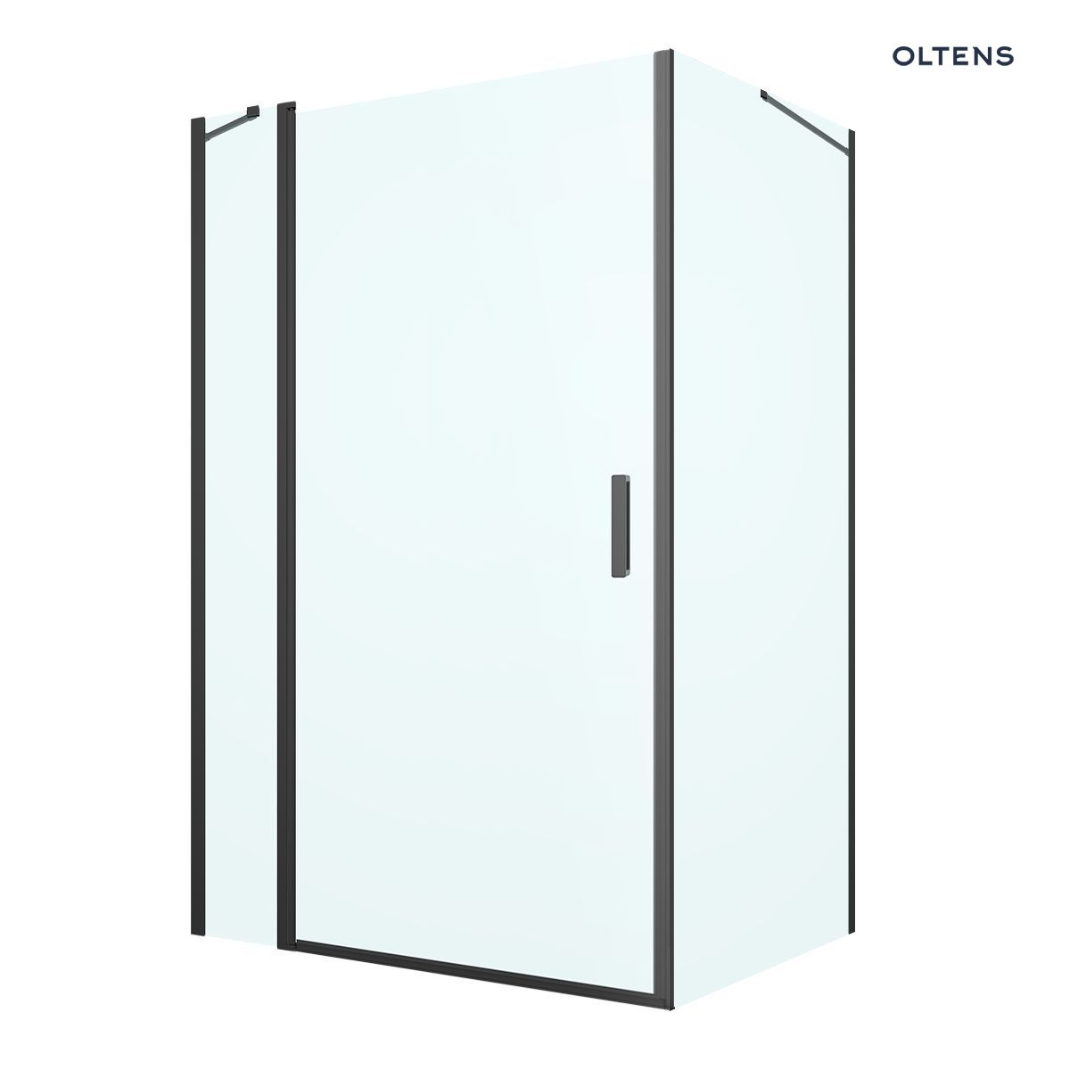 Oltens Verdal kabina prysznicowa 120x100 cm prostokątna drzwi ze ścianką czarny mat/szkło przezroczyste 20214300