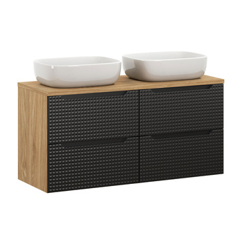 Zestaw mebli łazienkowych Luxor Black 120cm z blatem i 2 umywalkami nablatowymi Smile – set-lxbl b 120cm s un smile 50