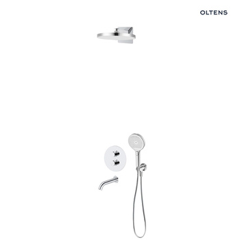 Oltens Katla zestaw bateria wannowo-prysznicowa podtynkowa z deszczownicą Regna i słuchawką 3 funkcyjną Luva EasyClick chrom 36067100