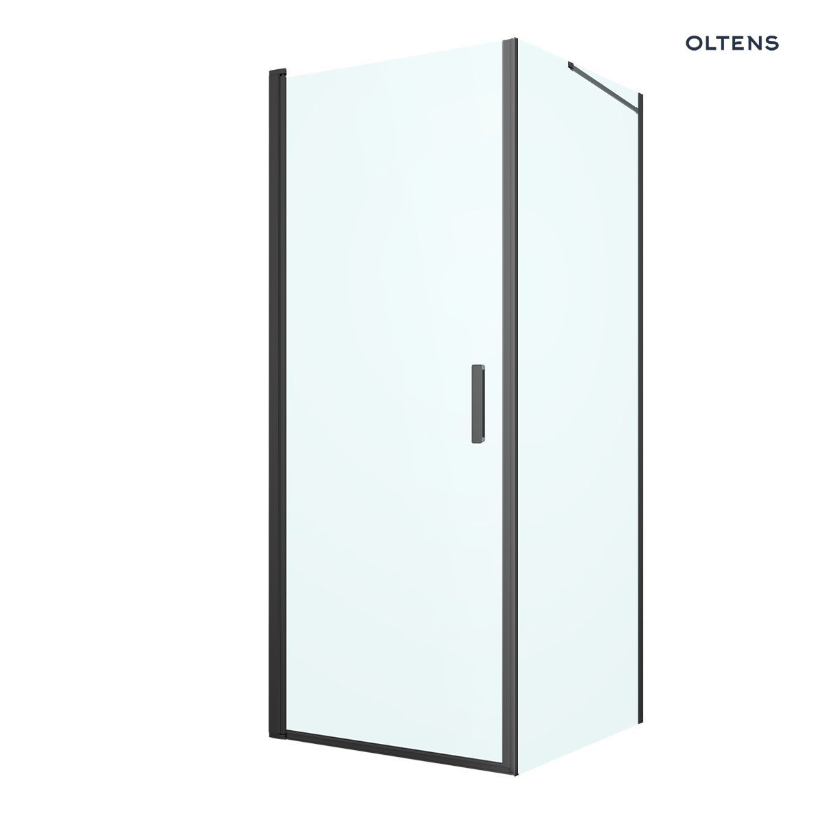 Oltens Rinnan kabina prysznicowa 80x90 cm prostokątna drzwi ze ścianką czarny mat/szkło przezroczyste 20212300