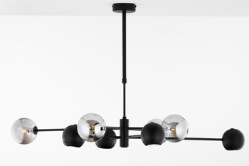 MOKA nowoczesny żyrandol 8-punktowy klosz dymny 1975