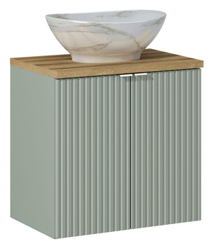 Zestaw mebli łazienkowych Line Reed Green 60cm z blatem i umywalką nablatową Pati – set-lrg b oak 60cm d un pati