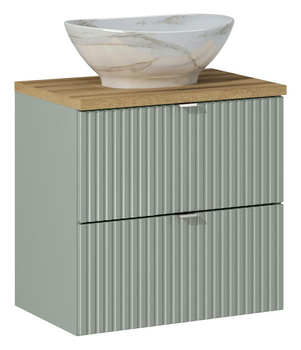 Zestaw mebli łazienkowych Line Reed Green 60cm z blatem i umywalką nablatową Pati – SET-LRG B OAK 60CM S UN PATI