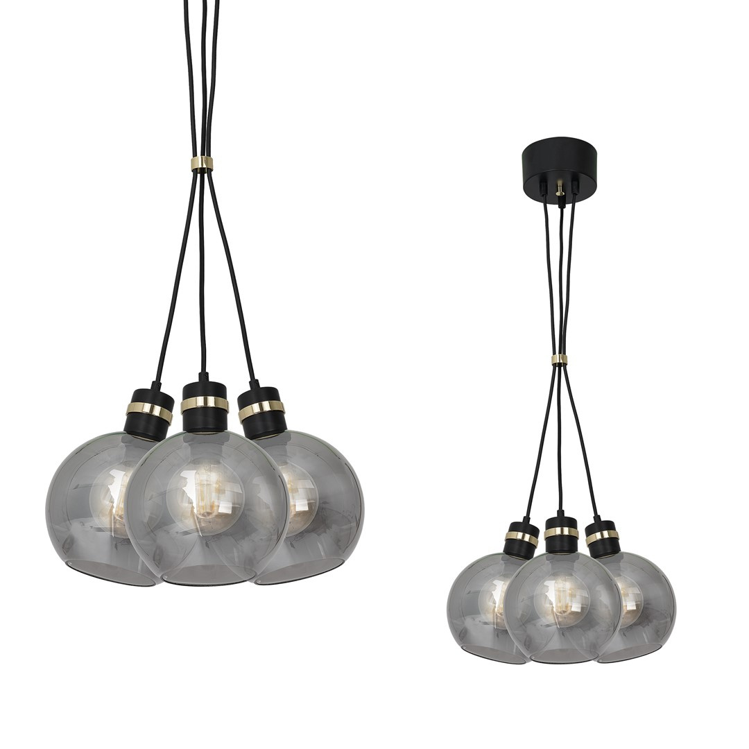 Lampa wiszca OMEGA BLACK / GOLD 3xE27