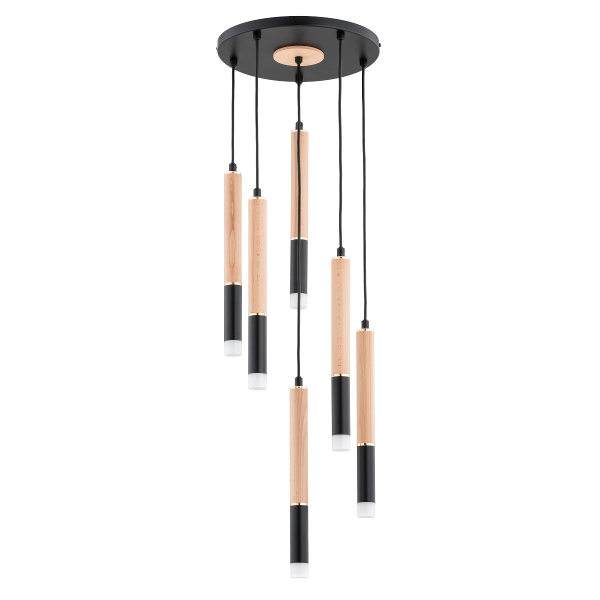 Plafon sufitowy 6-punktowy RODEO 63218 z elementami drewna