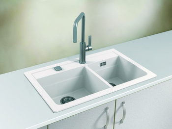 2 - komorowy zlewozmywak ATROX 50 biały + syfon POP-UP 3 1/2 1131997