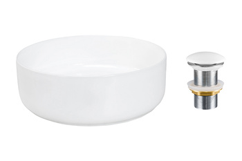 Ceramiczna umywalka nablatowa 36cm SET-MAJA T201-3 Comad z korkiem click‑clack