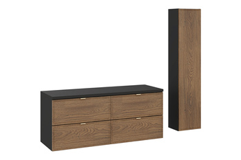 Zestaw mebli łazienkowych Talia Casella 120cm z blatem i Szafką wysoką – SET-TC B BLACK 120CM HC