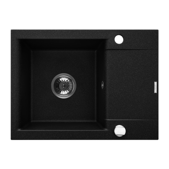 ZLEWOZ GRANIT 1K TESALIA CZARNY NAKRAPIANY Z SYF AUT CHR Z KRÓT OCIEK