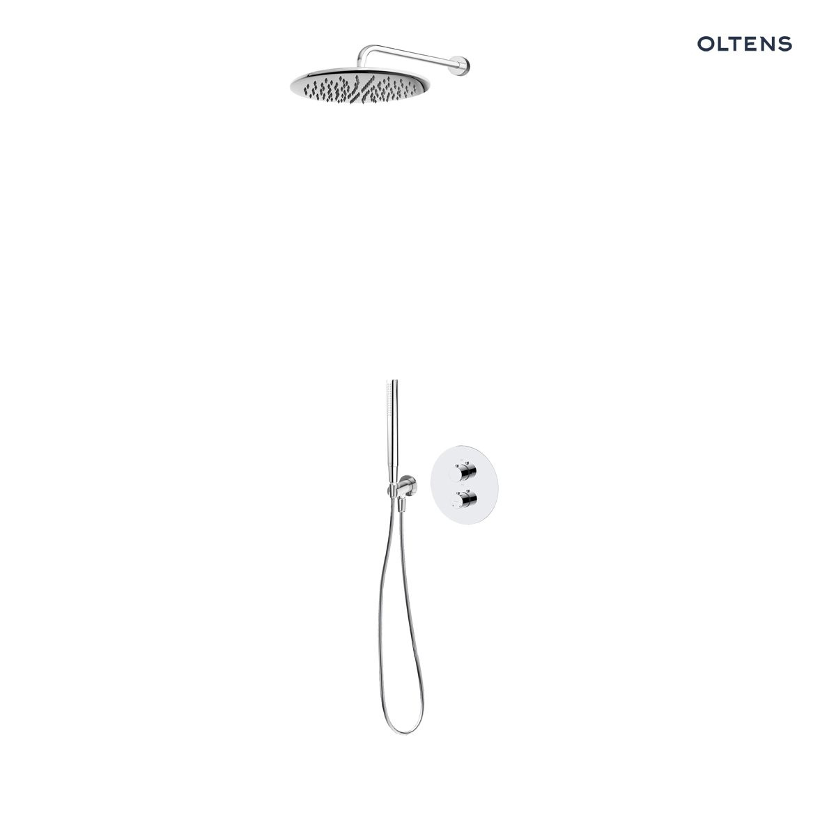 Zestaw Oltens Katla bateria podtynkowa termostatyczna z deszczownic 30 cm Sondera i kompletem prysznicowym Ume chrom 36608100