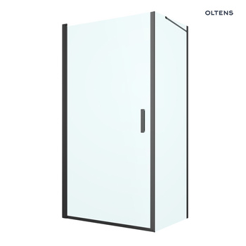 Oltens Rinnan kabina prysznicowa 100x80 cm prostokątna drzwi ze ścianką czarny mat/szkło przezroczyste 20218300