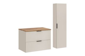 Zestaw mebli łazienkowych Adel Cashmere 80cm z blatem i Szafką wysoką – SET-ADC B 80CM WOTAN HC