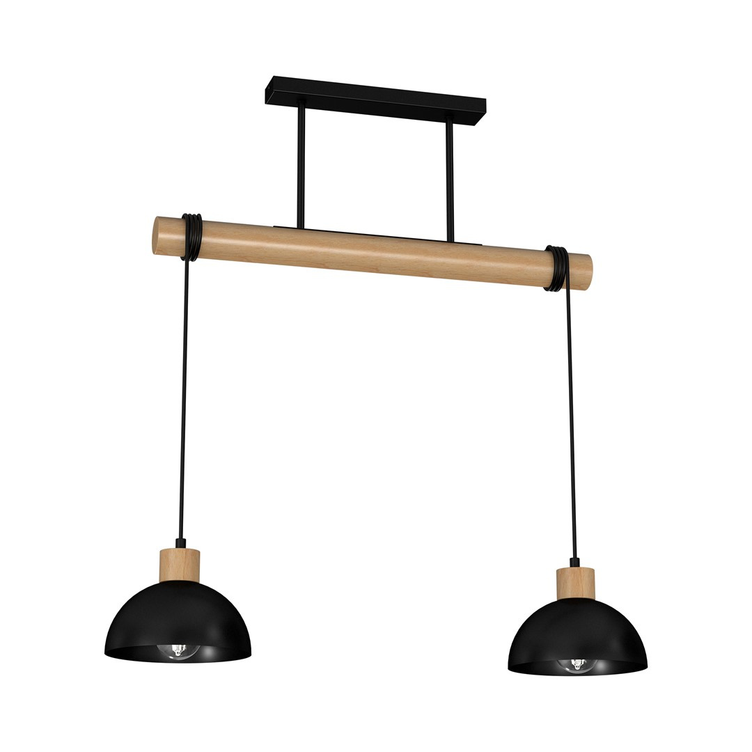 Lampa wiszca ERIK Black/Wood 2xE27