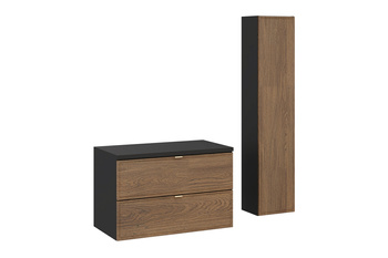 Zestaw mebli łazienkowych Talia Casella 80cm z blatem i Szafką wysoką – set-tc b black 80cm hc