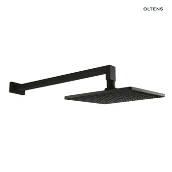 Oltens Atran (S) Lagan (S) deszczownica 22 cm kwadratowa z ramieniem ściennym czarny mat 36019300