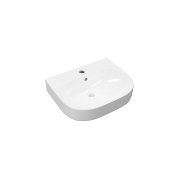 Oceana umywalka wisząca 50x41 cm owalna z otworem na baterię, biały połysk