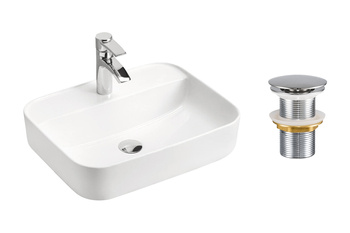 Ceramiczna umywalka nablatowa 50cm SET-MAGIC 50 DP T201L-3 Comad z korkiem click‑clack