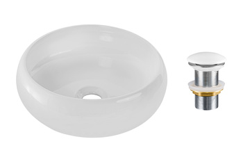 Ceramiczna umywalka nablatowa 36cm SET-WIKI SW T201-3 Comad z korkiem click‑clack