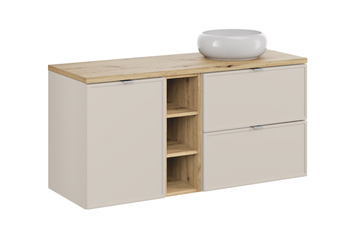 Zestaw mebli łazienkowych Bella Cashmere 120cm z blatem i umywalką nablatową Wiki – SET-BC B CASHMERE 120CM WIKI WH