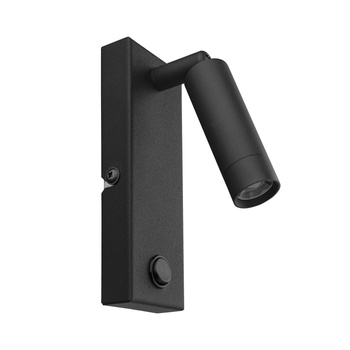 Kinkiet z przełącznikiem Enzo czarny, prostokątny LED