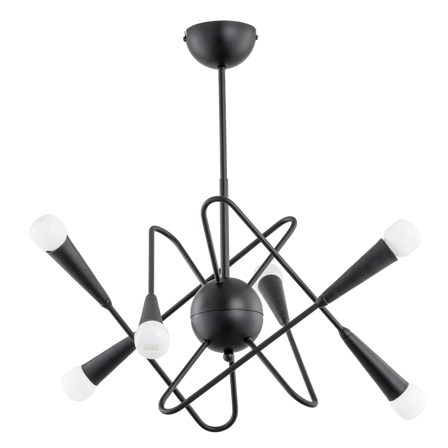 Czarna lampa sufitowa minimalistyczna Apper 6xE14