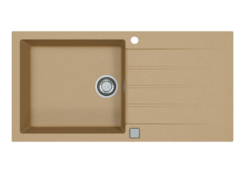Zlewozmywak CADIT 50 beżowy 1000x500 Granital 1 komorowy z syfonem POP-UP 1140597